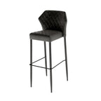 Tabouret de bar Feros Louis, noir, rembourré en simili cuir