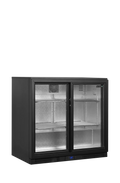 Réfrigérateur d'arrière de bar noir - 182 l - 2 portes coulissantes - froid ventilé