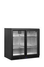 Réfrigérateur d'arrière de bar noir - 182 l - 2 portes coulissantes - froid ventilé