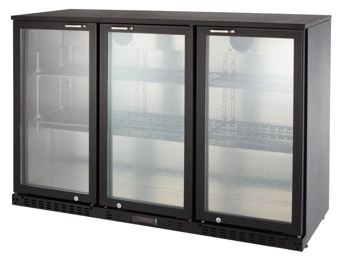 Barkühlschrank ECO 350 mit Klapptüren schwarz, LED Beleuchtung, unterbaubar