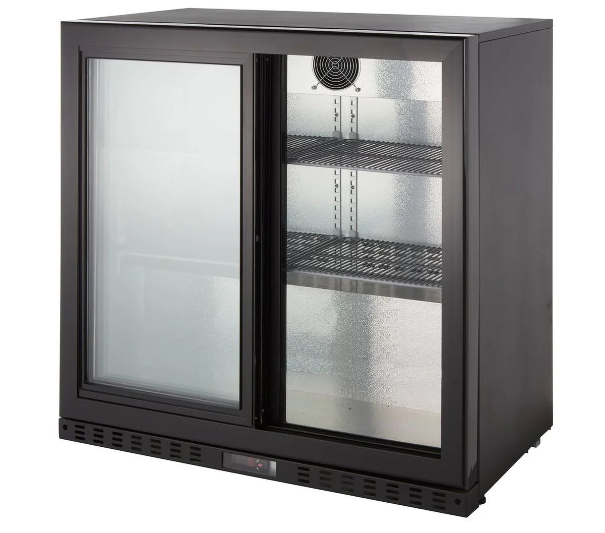 Barkühlschrank ECO 230 mit Schiebetüren schwarz, LED Beleuchtung, unterbaubar