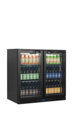 Réfrigérateur d'arrière de bar noir - 182 l - 2 portes - froid ventilé
