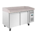 Polar U-Series Pizzatisch 2 Türen mit Granitplatte 428 Liter auf Rollen