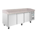 Table à pizza Polar U-Series 3 portes avec plan de travail en granit 634 litres sur roulettes