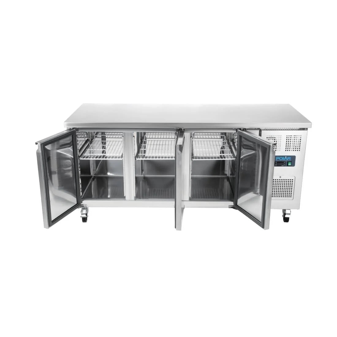 Table réfrigérée Polar Série U 3 portes 417 litres sur roulettes