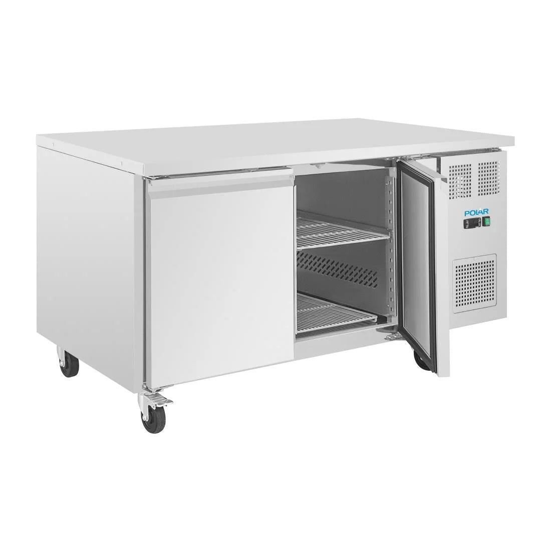 Table réfrigérée pâtissière Polar Série U EN 60 x 40 (600 x 400 mm) 2 portes 427 litres sur roulettes