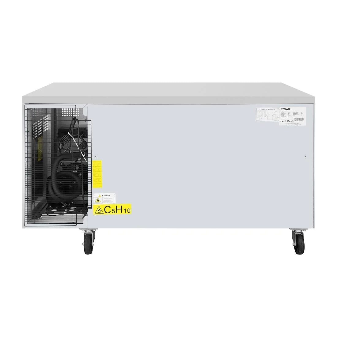Table réfrigérée pâtissière Polar Série U EN 60 x 40 (600 x 400 mm) 2 portes 427 litres sur roulettes
