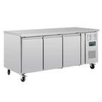 Polar U-Serie Bäckerei-Kühltisch EN 60x40 3 Türen 634 Liter auf Rollen