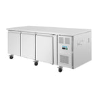 Polar U-Serie Bäckerei-Kühltisch EN 60x40 3 Türen 634 Liter auf Rollen