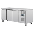 Polar U-Serie Bäckerei-Kühltisch EN 60x40 3 Türen 634 Liter auf Rollen