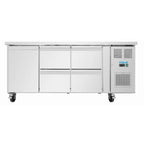 Table réfrigérée Polar Série U 4 tiroirs et 1 porte 465 litres sur roulettes
