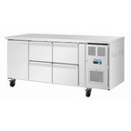 Table réfrigérée Polar Série U 4 tiroirs et 1 porte 465 litres sur roulettes