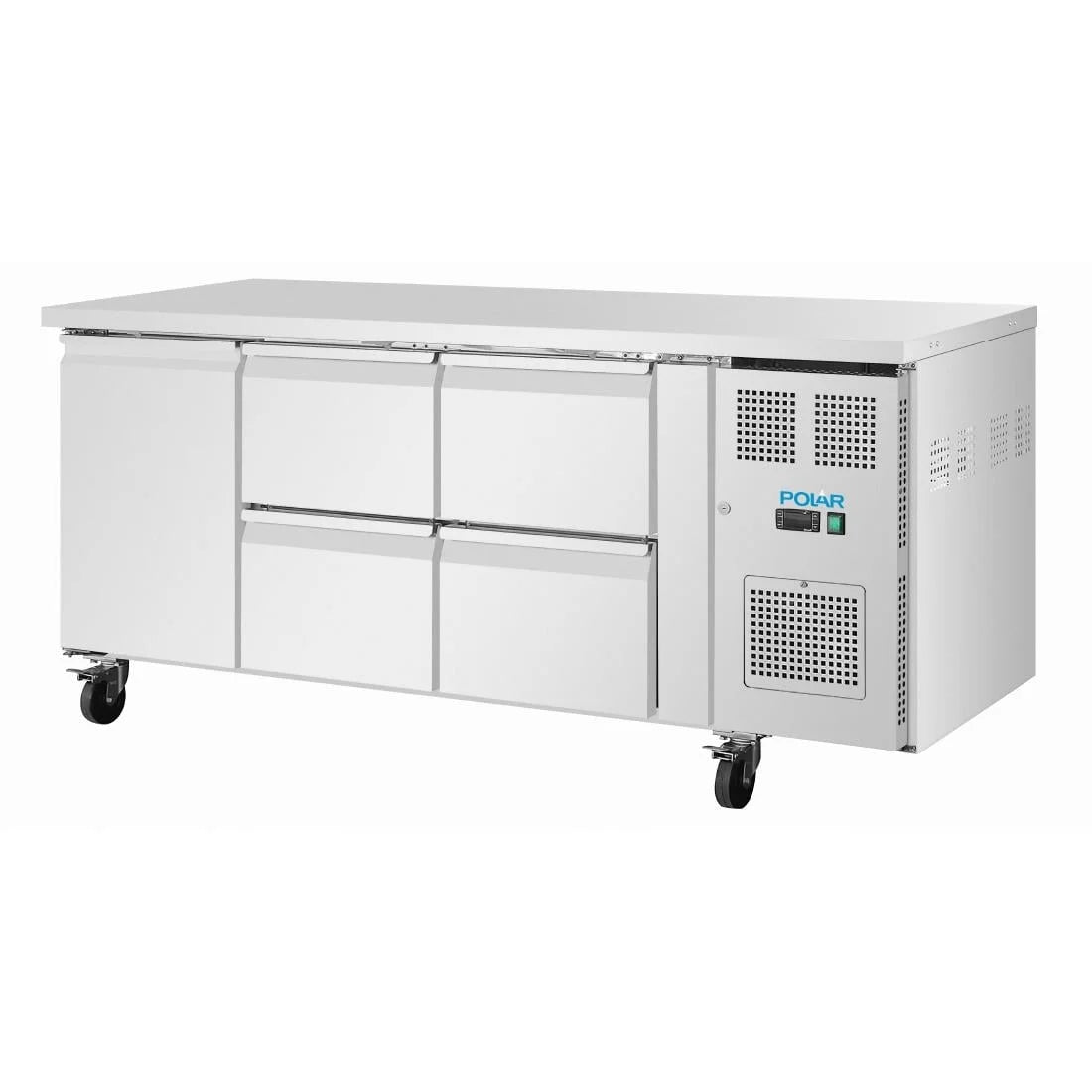 Table réfrigérée Polar Série U 4 tiroirs et 1 porte 465 litres sur roulettes
