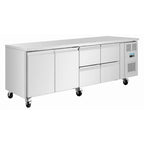 Polar U-Serie Kühltisch 4 Schubladen & 2 Türen 616 Liter auf Rollen