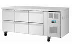 Polar U-Serie Kühltisch 6 Schubladen 465 Liter auf Rollen