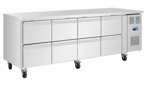 Polar U-Serie Kühltisch 8 Schubladen 616 Liter auf Rollen