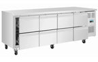 Polar U-Serie Kühltisch 8 Schubladen 616 Liter auf Rollen