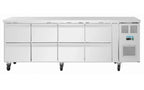 Polar U-Serie Kühltisch 8 Schubladen 616 Liter auf Rollen