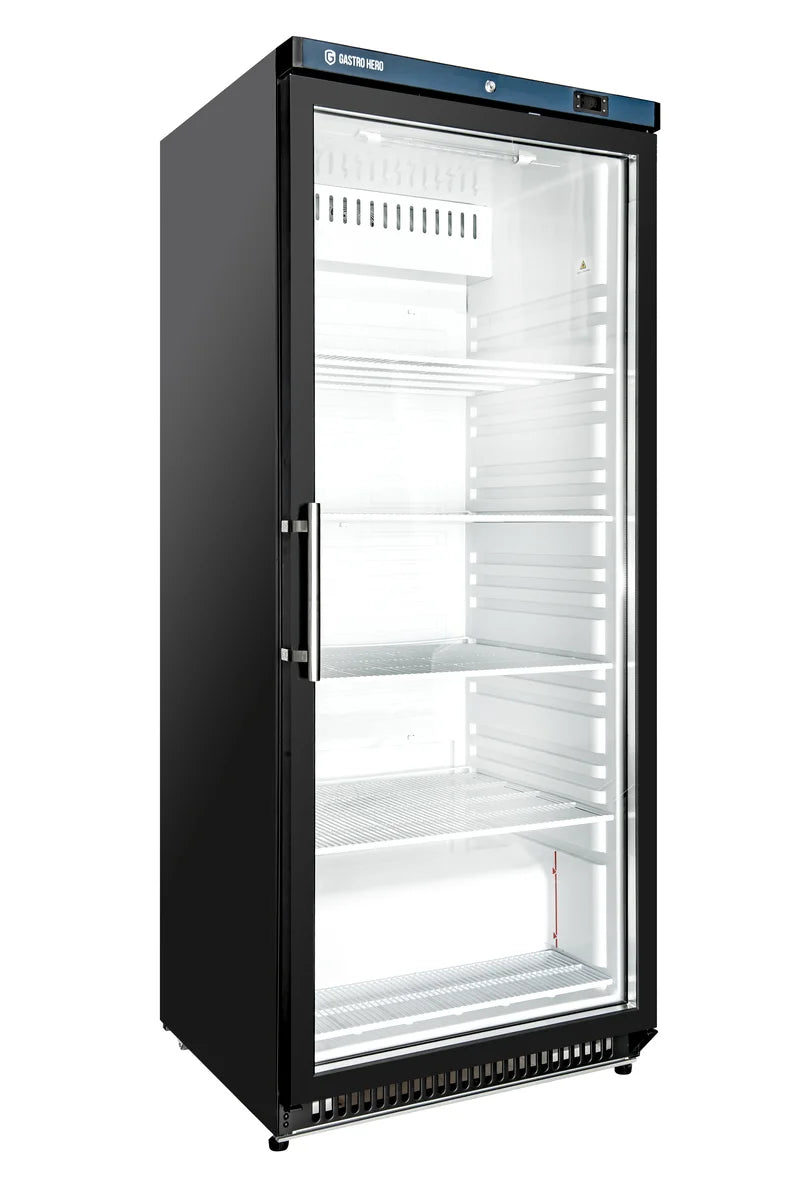 Armoire réfrigérée ECO 600 avec porte vitrée, intérieur en plastique, noir