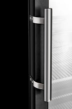 Lagerkühlschrank ECO 600 mit Glastür, Innenraum aus Kunststoff, schwarz