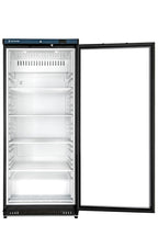 Lagerkühlschrank ECO 600 mit Glastür, Innenraum aus Kunststoff, schwarz