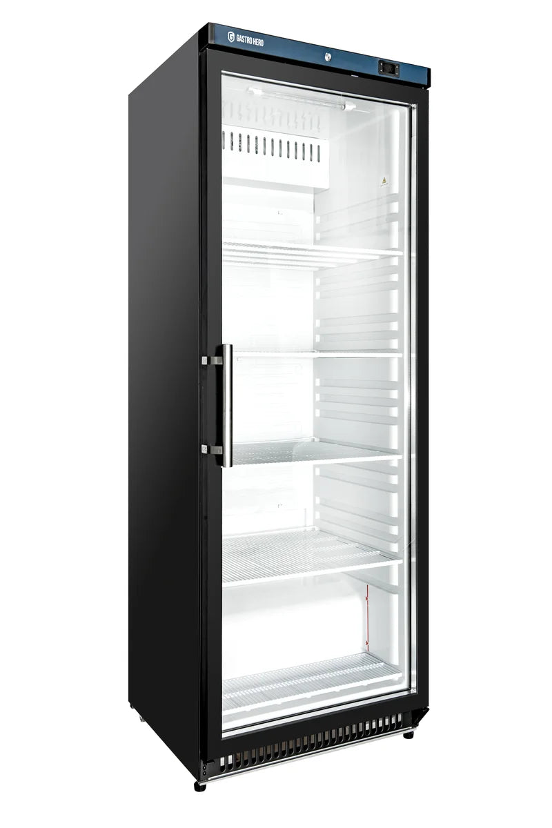 Armoire réfrigérée ECO 400 avec porte vitrée, intérieur en plastique, noir