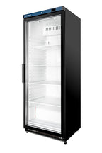 Lagerkühlschrank ECO 400 mit Glastür, Innenraum aus Kunststoff, schwarz