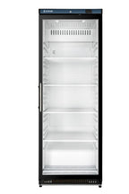 Lagerkühlschrank ECO 400 mit Glastür, Innenraum aus Kunststoff, schwarz