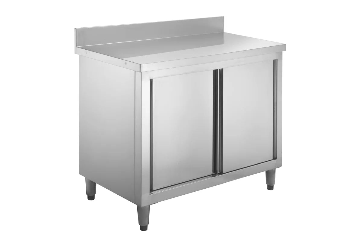 Armoire de travail en inox Basic 100x60 avec dosseret 100 mm