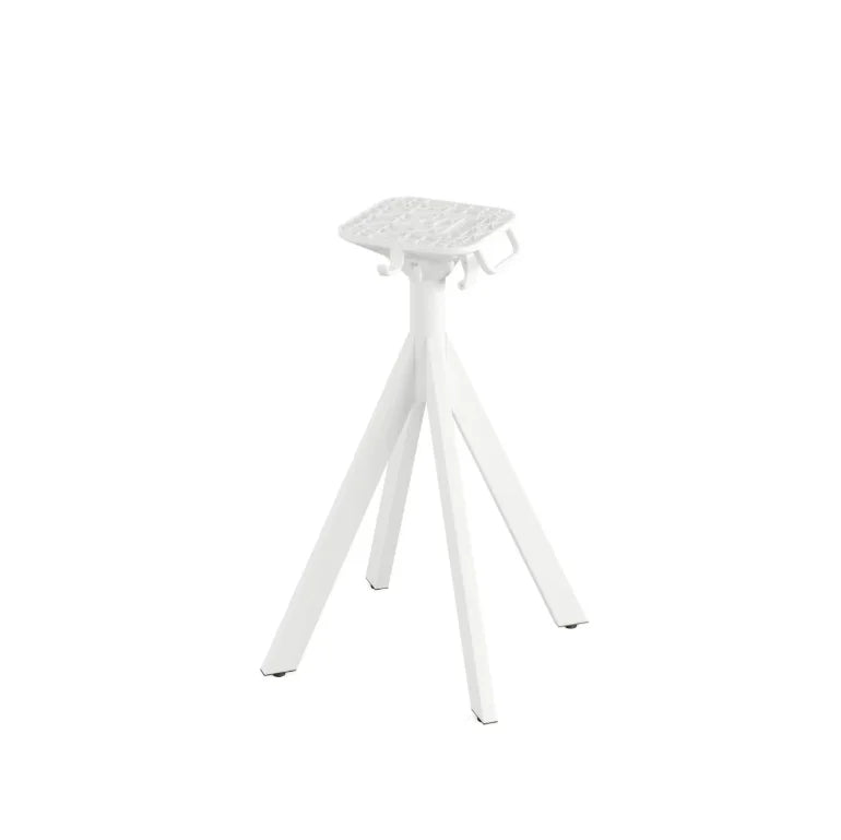 Feros Infinity table de terrasse avec piètement blanc + plateau HPL noir Ø70 cm