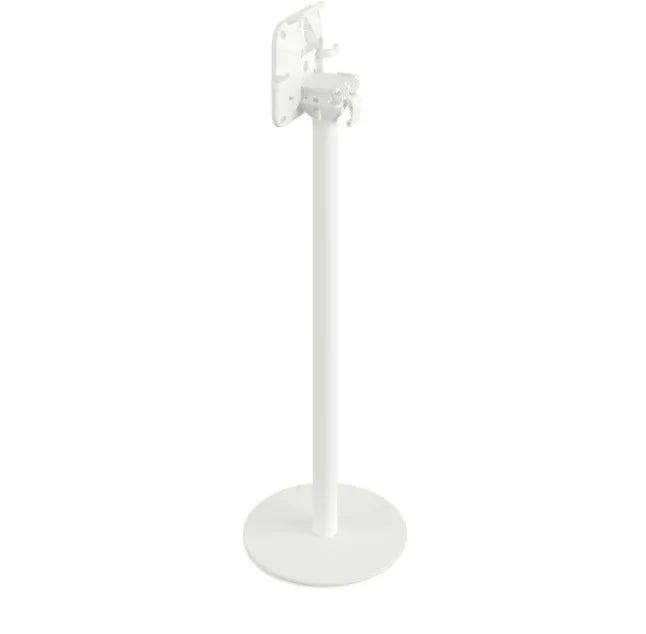 Feros Urban mange-debout avec piètement blanc + plateau HPL noir Ø70 cm