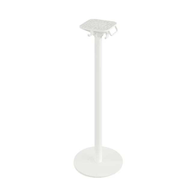 Feros Urban mange-debout avec piètement blanc + plateau HPL noir Ø70 cm