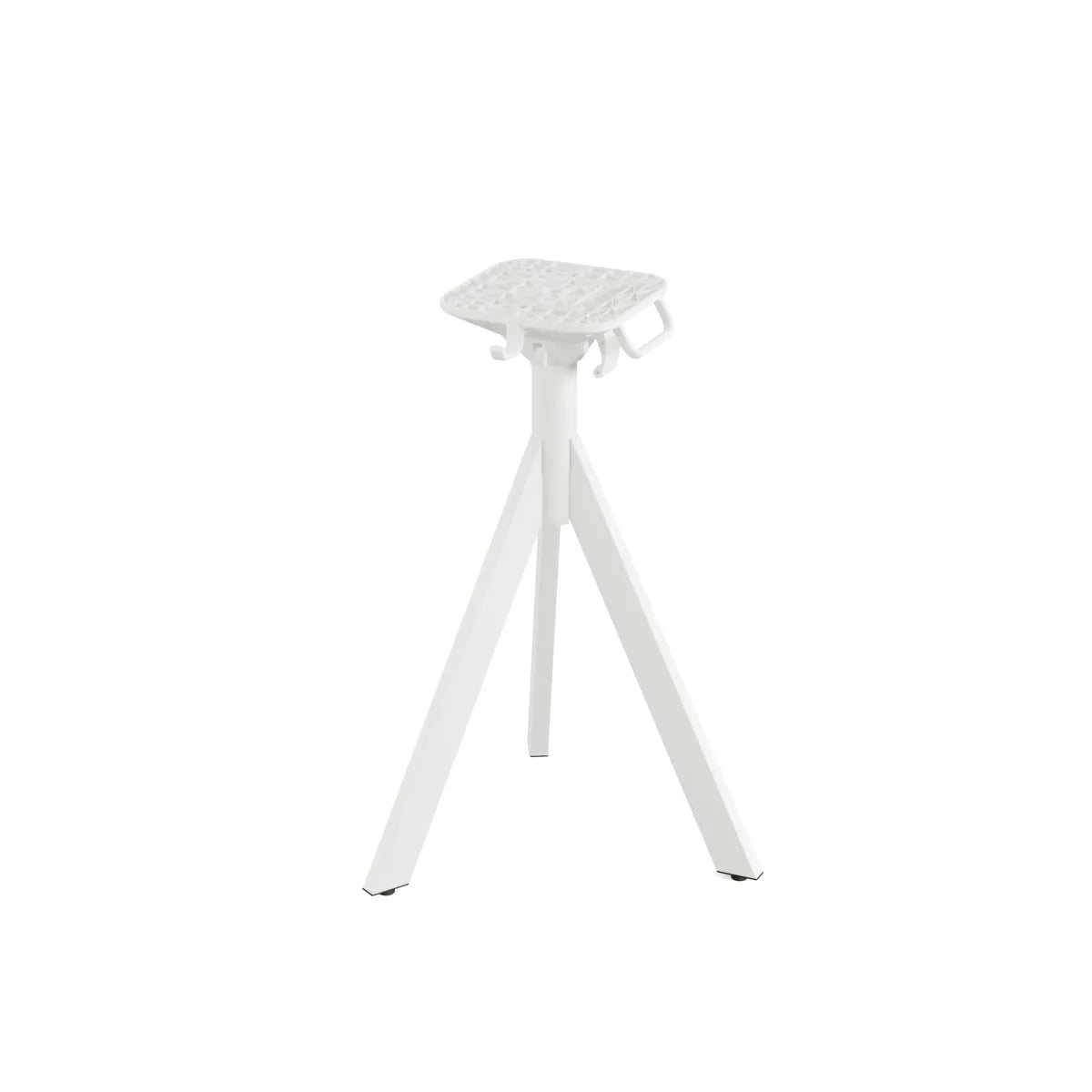 Feros Infinity Tripod Terrassentisch Weiß frame + Tropical Wood HPL Ø70 cm