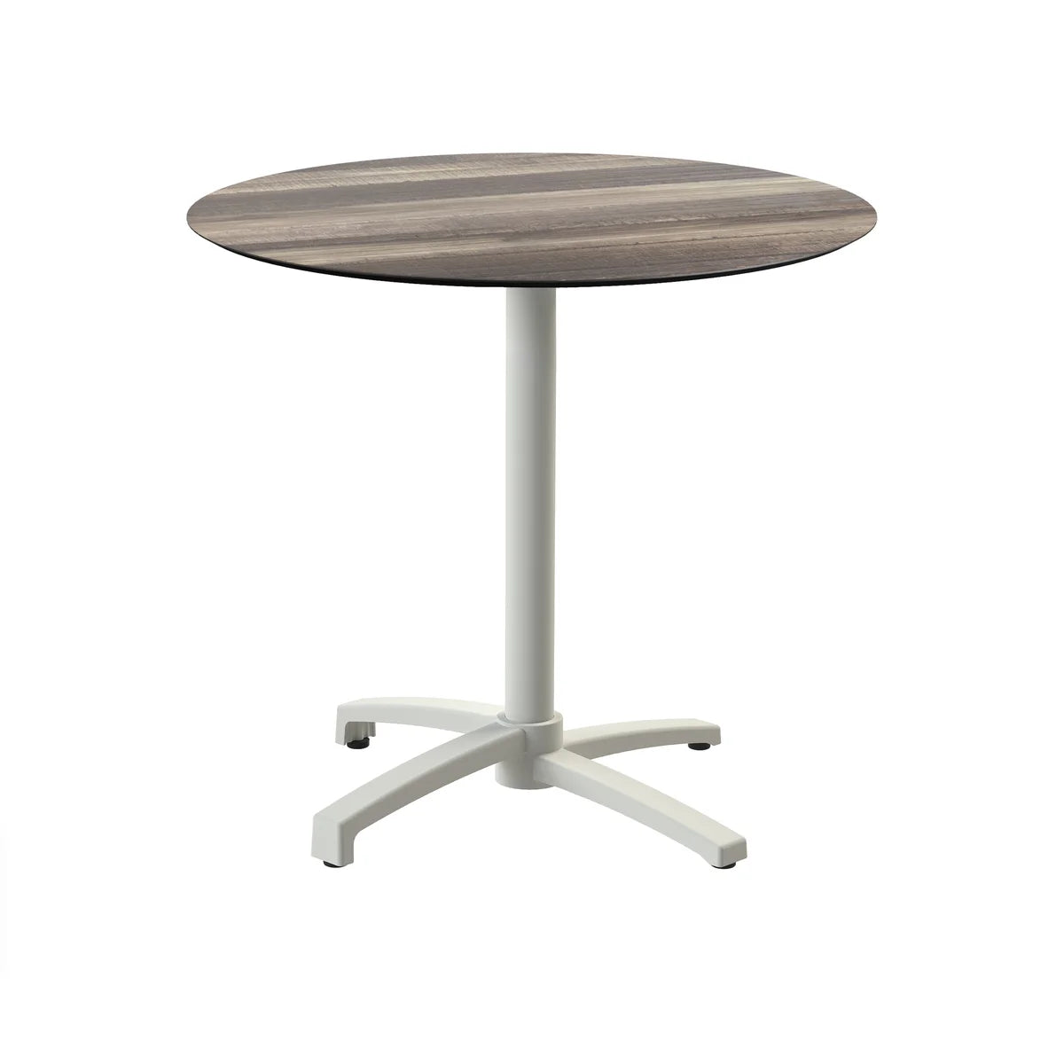 Feros X Cross Terrassentisch Sand gestell + Tropical Wood HPL Ø70 cm