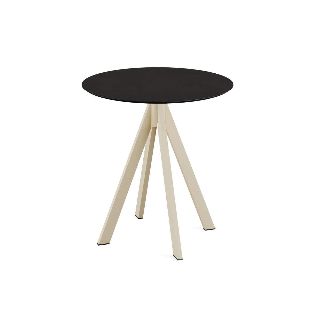Feros Infinity table de terrasse avec piètement sable + plateau HPL noir Ø70 cm
