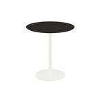 Feros Urban table de terrasse avec piètement blanc + plateau HPL noir Ø70 cm