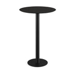 Feros Urban mange-debout avec piètement noir + plateau HPL noir Ø70 cm