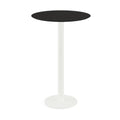 Feros Urban mange-debout avec piètement blanc + plateau HPL noir Ø70 cm