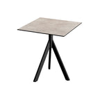 Feros Infinity Tripod table de terrasse avec piètement noir + plateau HPL Pierre de lune 70x70 cm