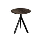 Feros Infinity Tripod Terrassentisch Schwarz frame + Riverwashed Wood HPL Ø70 cm