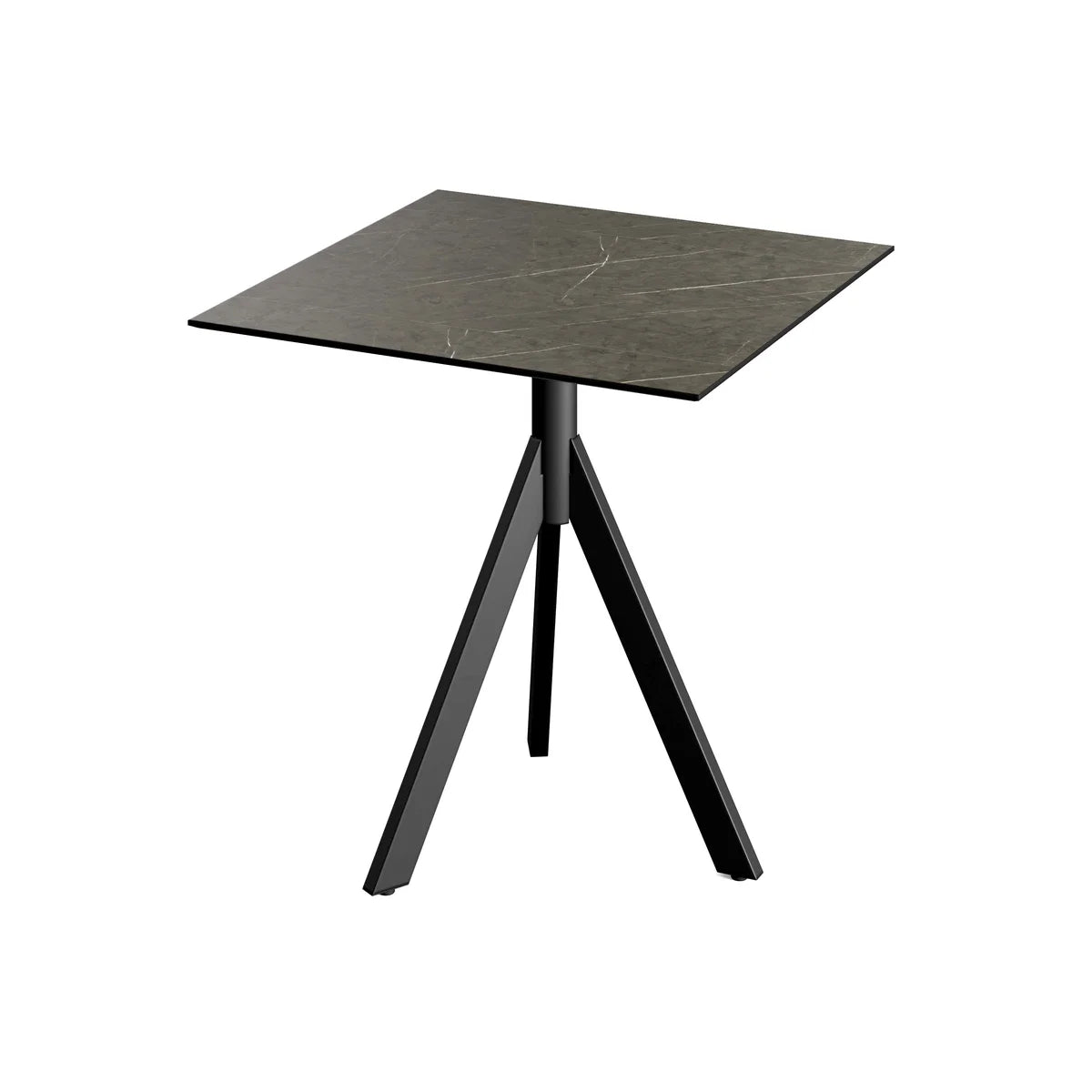 Feros Infinity Tripod Terrassentisch Schwarz frame + Midnight Marble HPL 70x70 cm