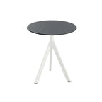 Feros Infinity table de terrasse trépied avec piètement blanc + plateau HPL noir Ø70 cm