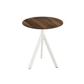 Feros Infinity Tripod Terrassentisch Weiß frame + Tropical Wood HPL Ø70 cm