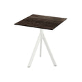 Feros Infinity Tripod Terrassentisch Weiß frame + Riverwashed Wood HPL 70x70 cm