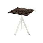 Feros Infinity Tripod Terrassentisch Weiß frame + Riverwashed Wood HPL 70x70 cm