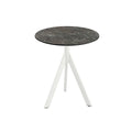 Feros Infinity Tripod Terrassentisch Weiß frame + Galaxy Marble HPL Ø70 cm