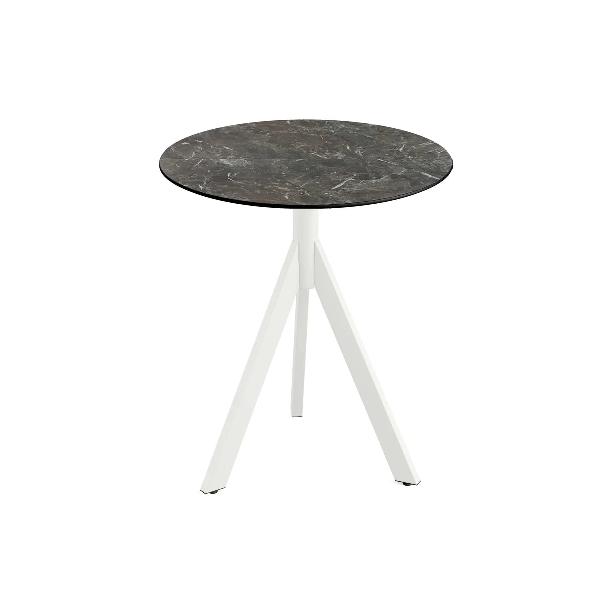 Feros Infinity Tripod Terrassentisch Weiß frame + Galaxy Marble HPL Ø70 cm