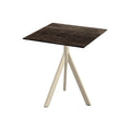 Feros Infinity Tripod table de terrasse avec piètement sable + plateau HPL bois effet Riverwashed 70x70 cm