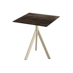 Feros Infinity Tripod table de terrasse avec piètement sable + plateau HPL bois effet Riverwashed 70x70 cm