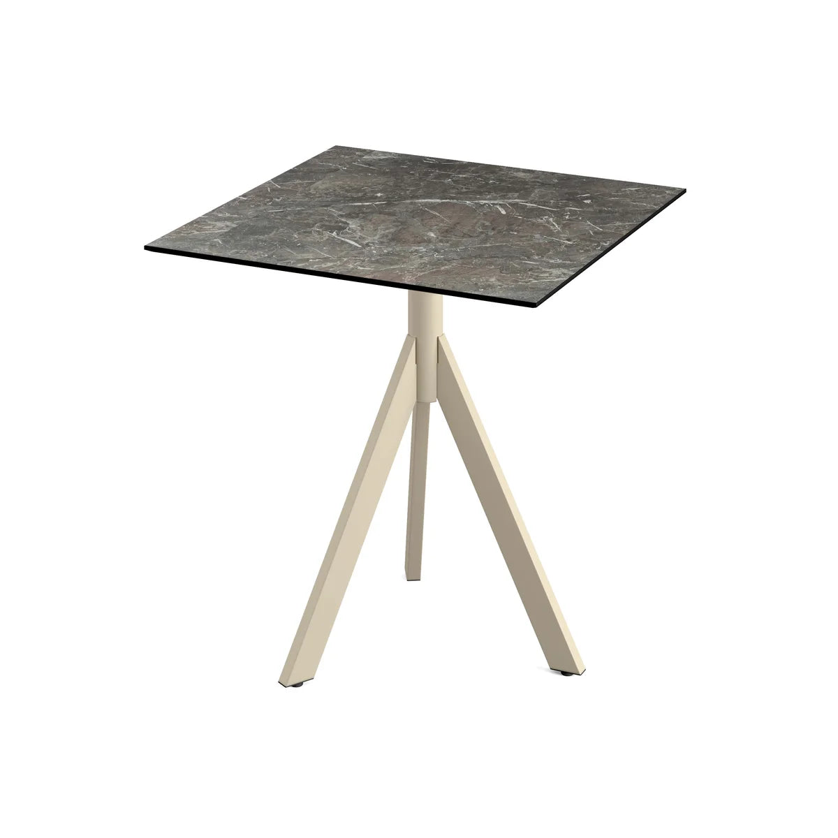 Feros Infinity Tripod table de terrasse avec piètement sable + plateau HPL Marbre Galaxy 70x70 cm